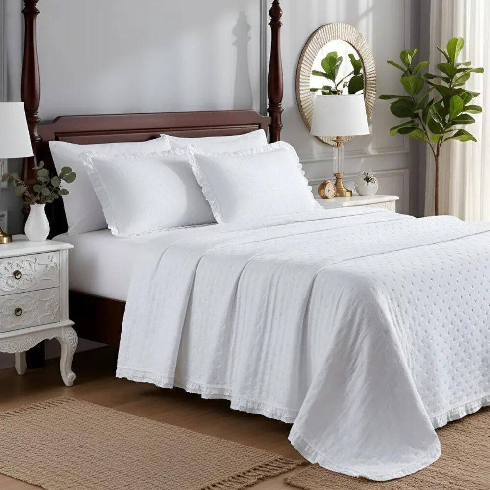 Colcha Queen Magnólia 200Fio Bordada Luxo Conforto Qualidade