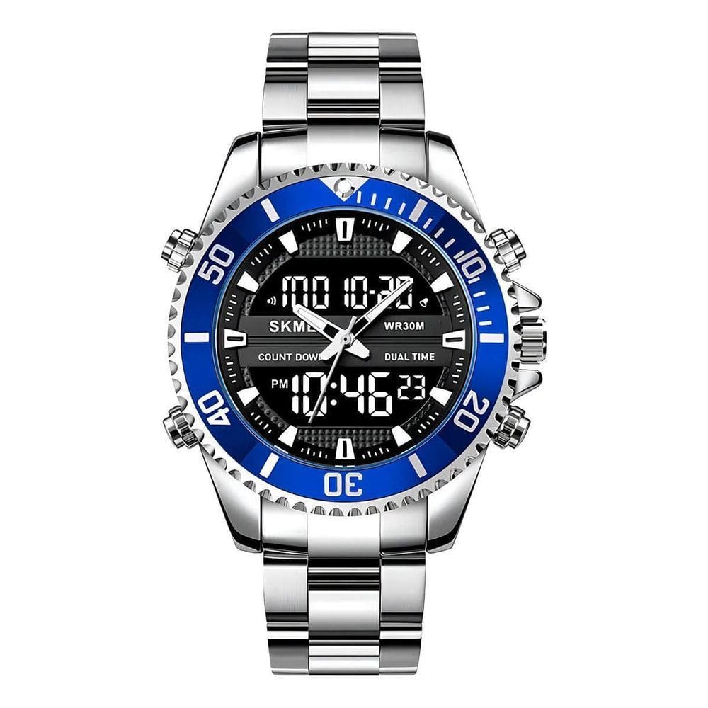 Relógio Masculino Skmei 1850Sibu Prata E Azul