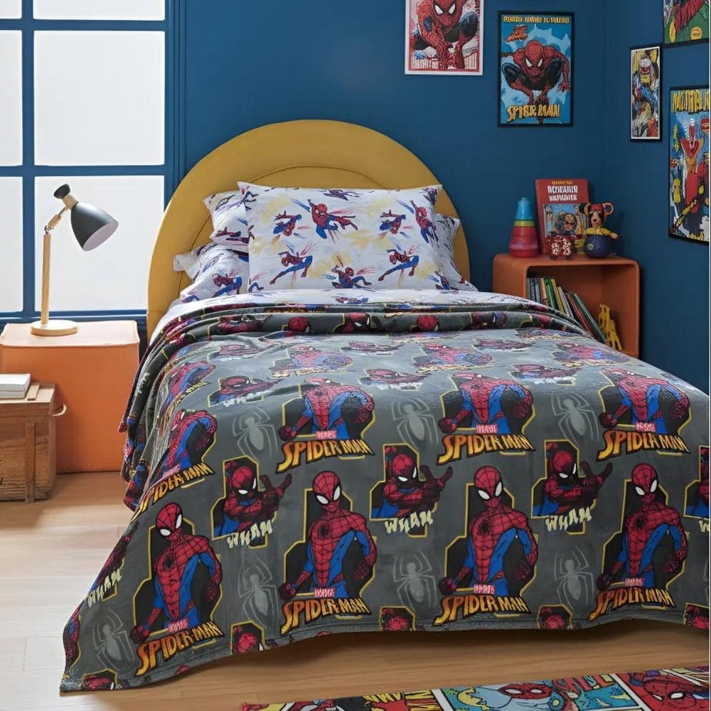 Cobertor Solteiro Homem-Aranha Quente Fofinho E Confortável