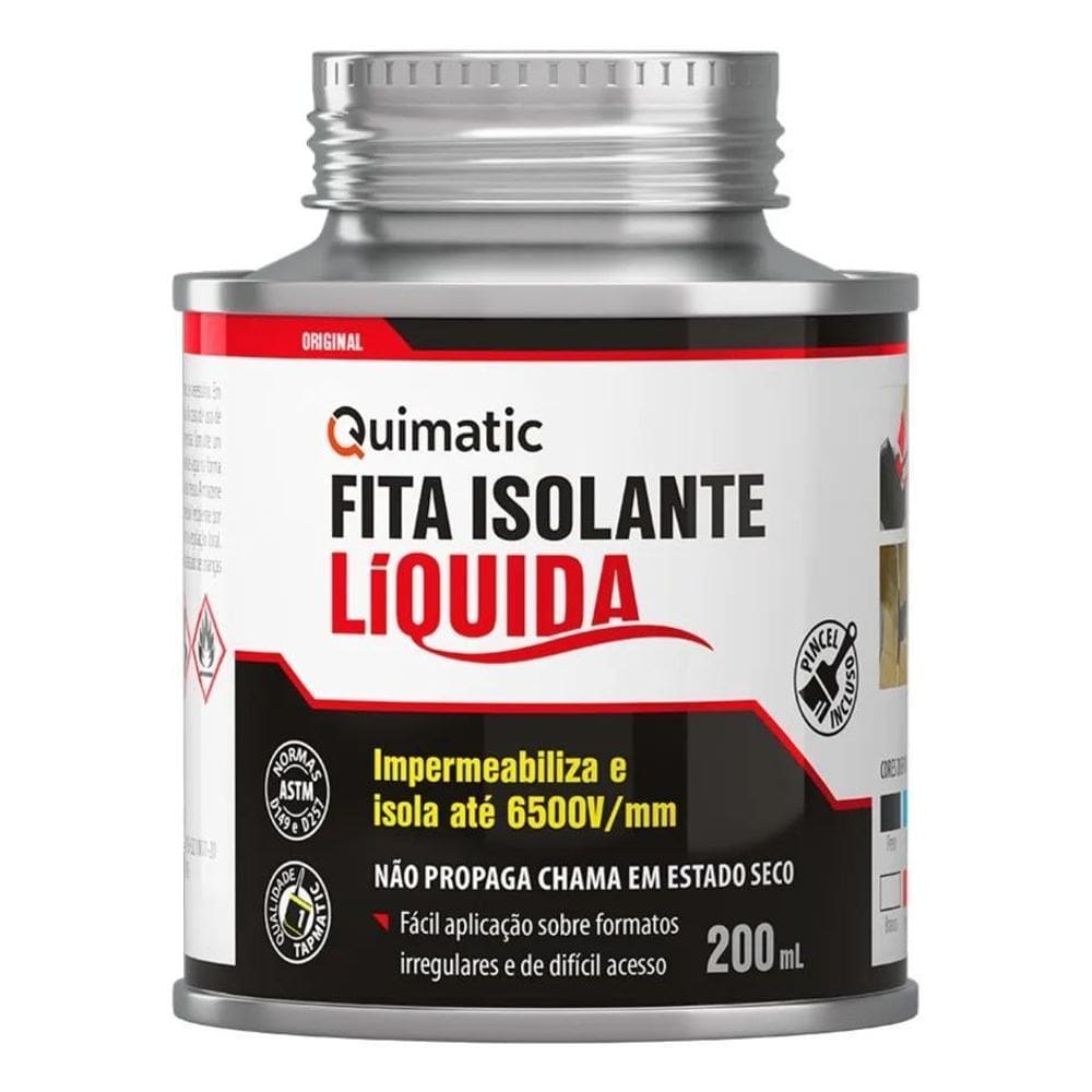 2X Fita Isolante Líquida Preta 200Ml Quimatic Tapmatic