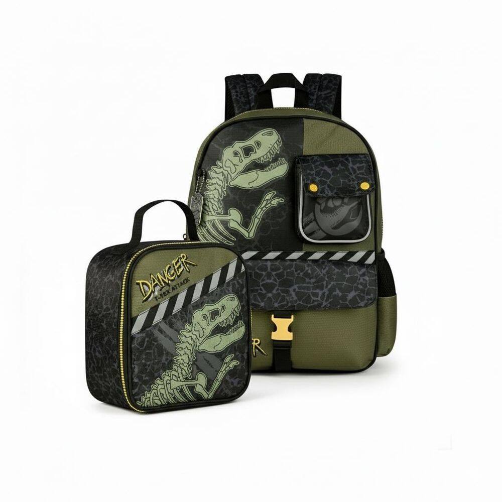 Kit Mochila De Costa E Lancheira Térmica Menino T-Rex - Clio