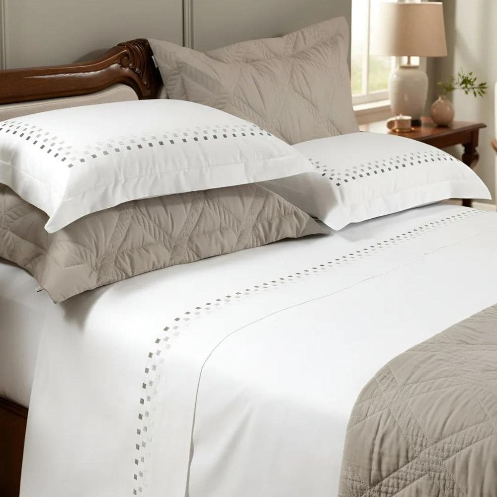 Jogo Cama Box King Miami Algodão Egípcio Bordado Extra Macio