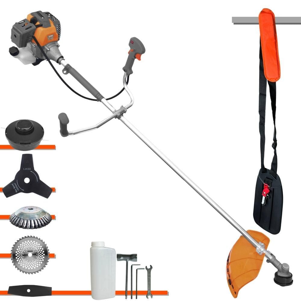 Roçadeira RL430P Tekna À Gasolina 43cc 1,7HP 5 Em 1 Com Carretel + Faca 2 Pontas + Faca 3 Pontas + Faca 40 Dentes Vídea + Escova de Aço Circular