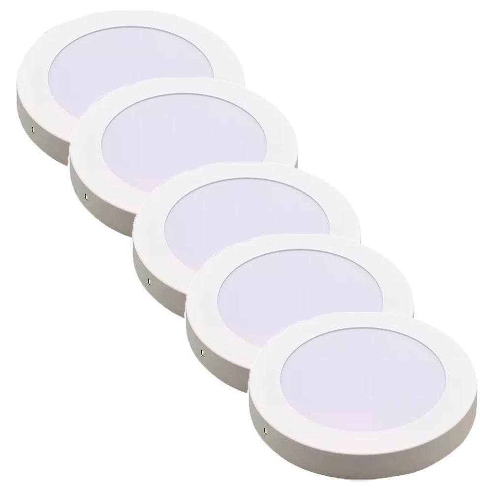 Kit 5 Luminária Plafon Led Redondo Sobrepor 24W 6500K - Noll