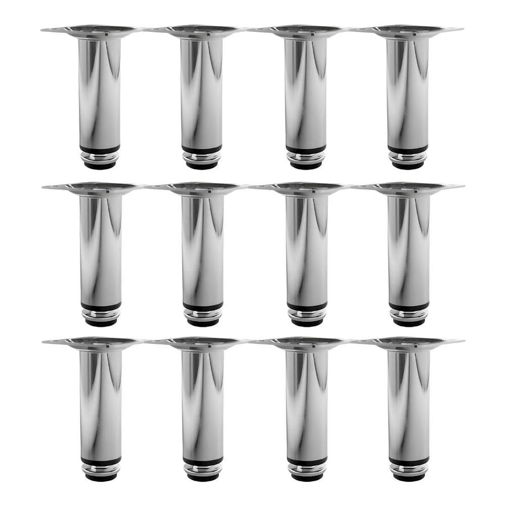 Kit 12 Pés Para Móveis Regulável Redondo Cromado 8Cm