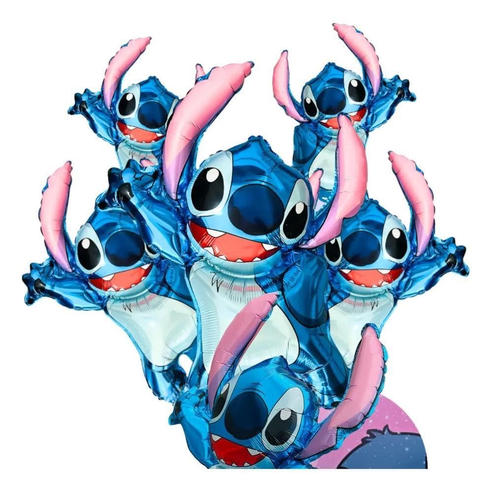2X Kit 5 Balões Metalizados Stitch Decoração Festa Aniversár