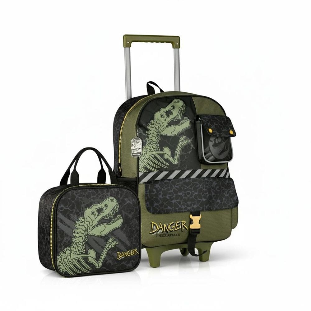 Kit Mochila Carrinho E Lancheira Térmica T-Rex - Clio