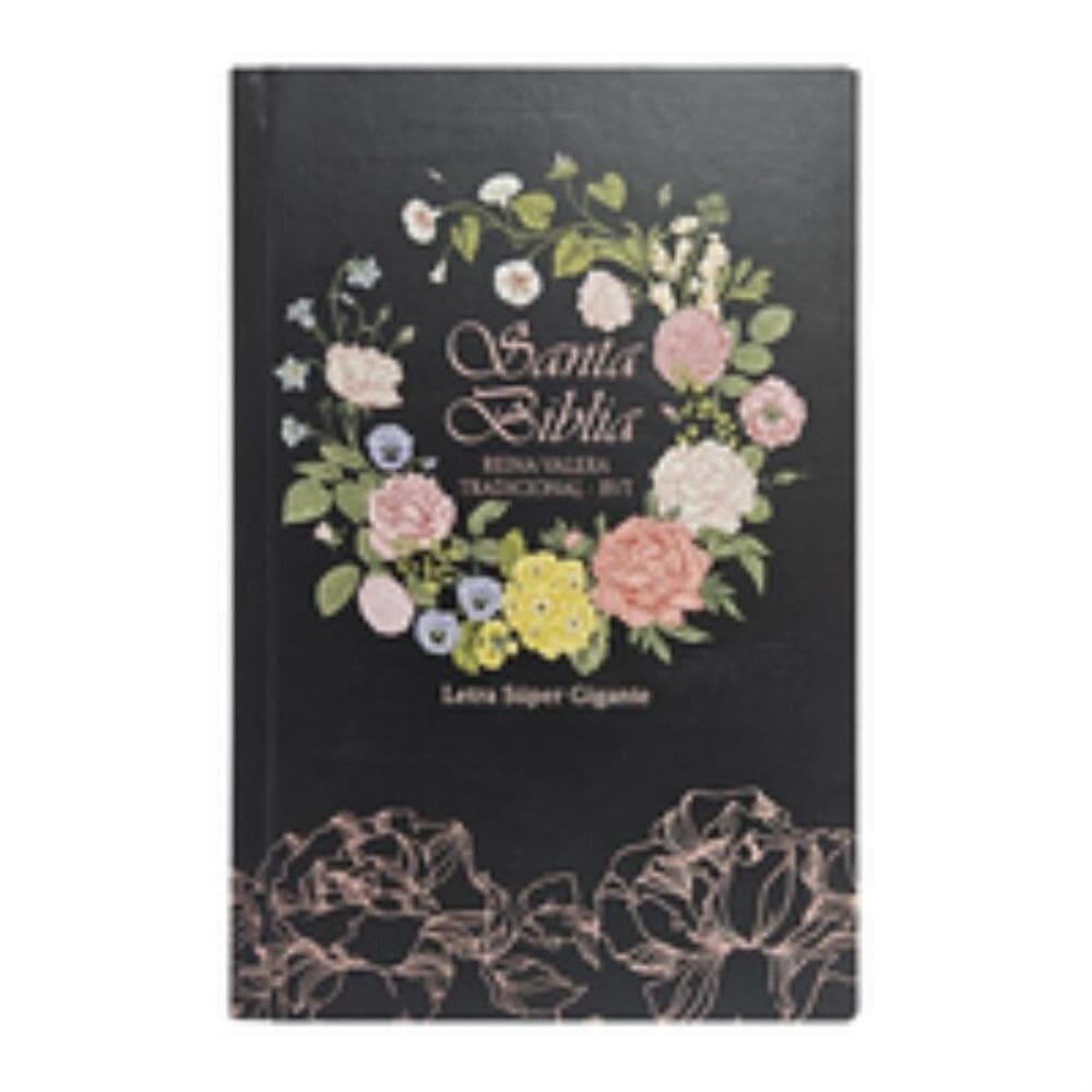Biblia reina-valera tradicional - RVT - letra súper gigante - flores negra