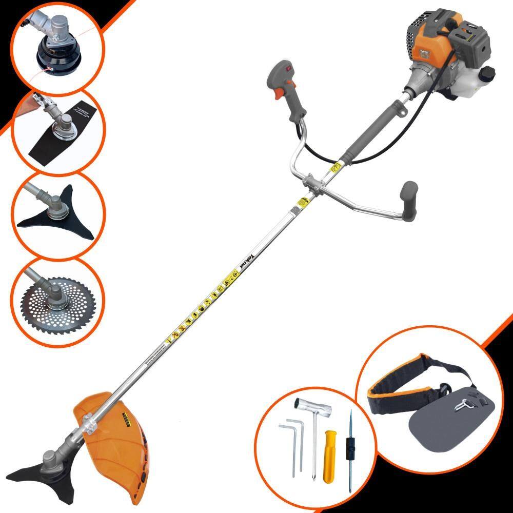 Roçadeira Lateral Tekna RL520-P Motor 2 Tempos 52cc 10.000rpm 2HP de Potência Com Carretel e Faca 3 Pontas + Faca 2 Pontas + Faca 40 Dentes