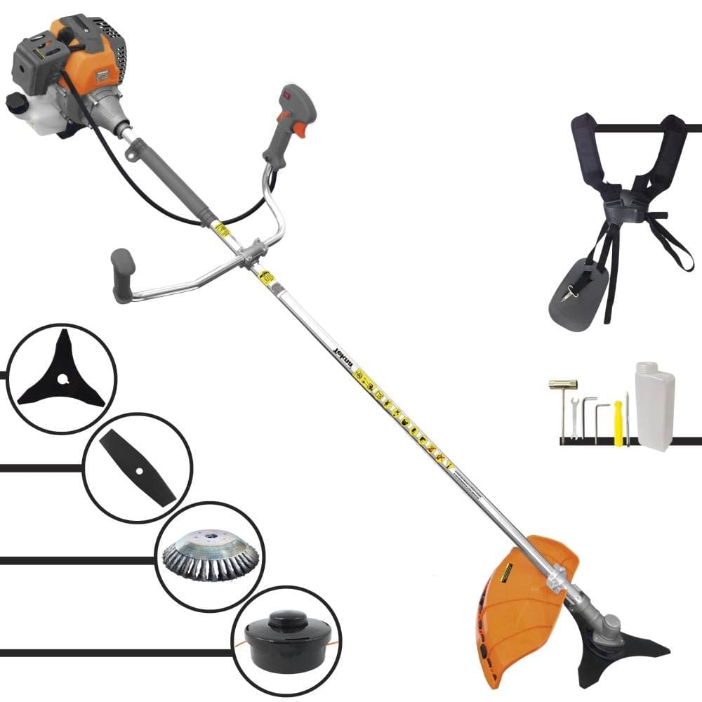 Aparador de Grama À Gasolina Tekna RL520P 52cc 2HP 2T Completa Com Carretel de Nylon + Faca 2 Pontas + Faca 3 Pontas + Escova Rotativa de Aço