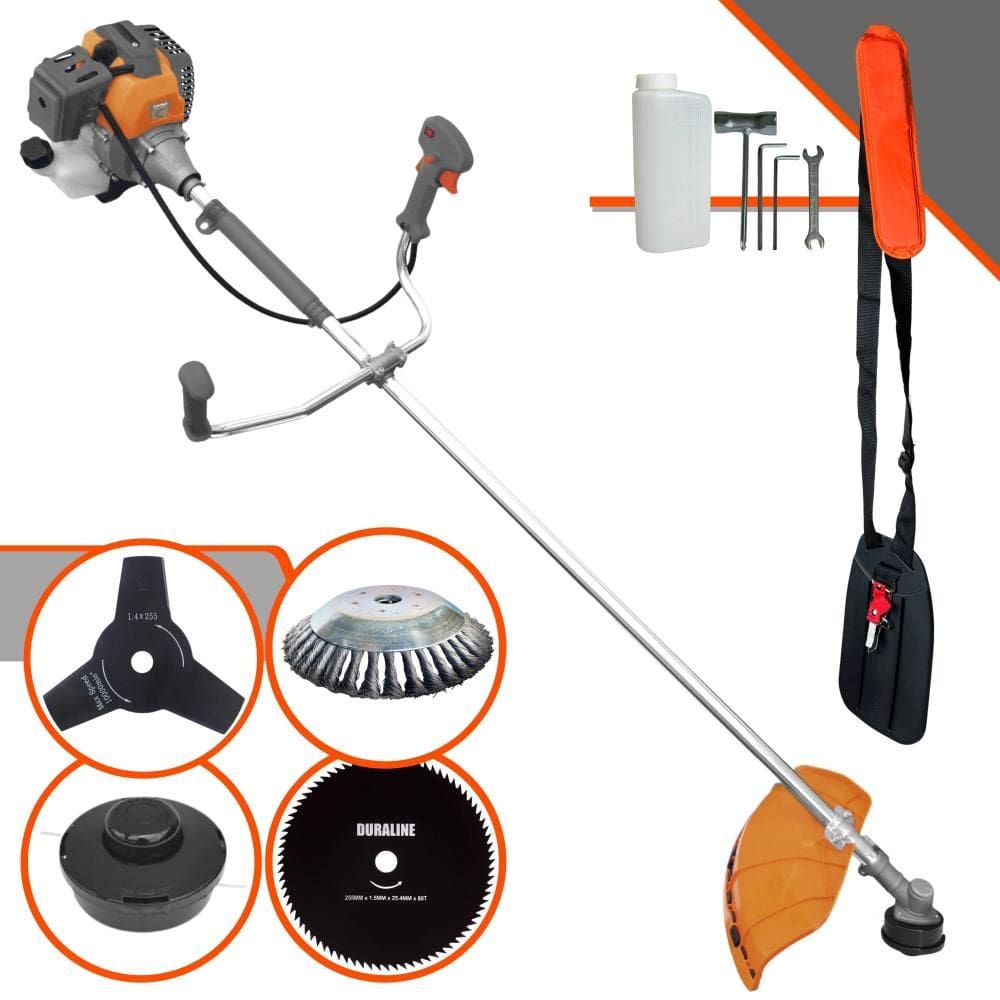 Roçadeira Podador de Grama Tekna RL520P À Gasolina 2T 52cc 2HP Completa Com Carretel de Nylon + Faca 3 Pontas + Faca 80 Dentes + Escova de Aço