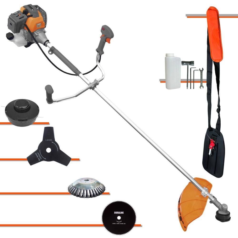 Roçadeira Máquina de Corta Grama À Gasolina RL520P 2T 52cc 2HP Alta Rotação Com Carretel e Lâmina 3 Pontas + EXTRA Lâmina 80 Dentes e Escova de Aço