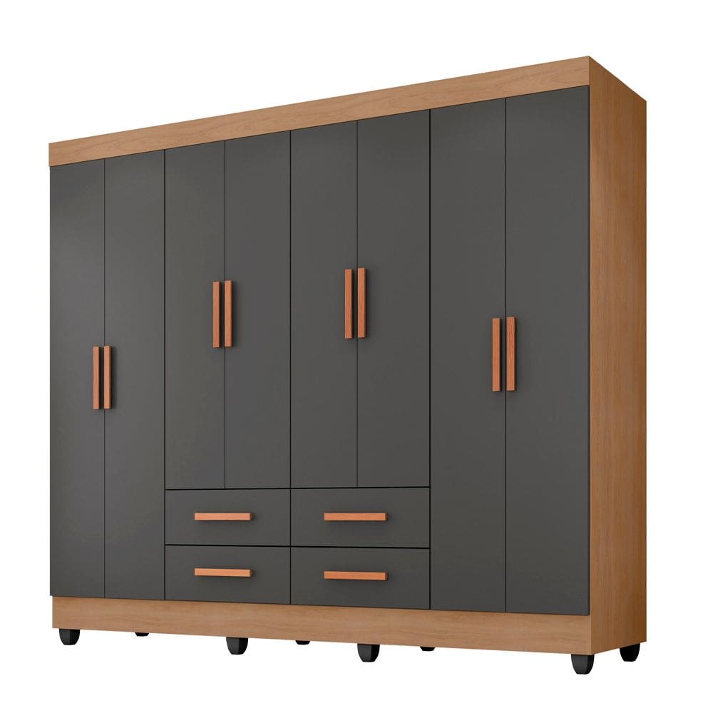 Roupeiro Lite 8 Portas 4 Gavetas Guarda-Roupa Casal