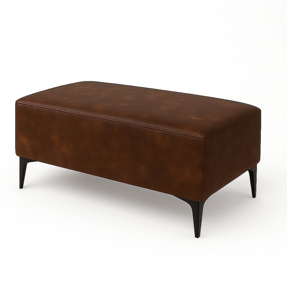 Banqueta Vegas Puff Para Sala Quarto Closet Courino Marrom