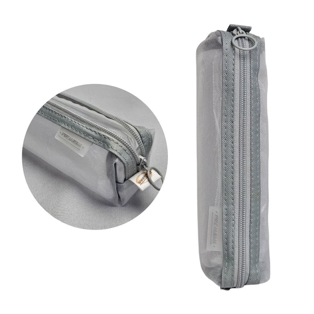 Estojo Transparente Moderno Cinza Premium Escolar Organizador Caneta Lápis Volta as Aulas Unissex