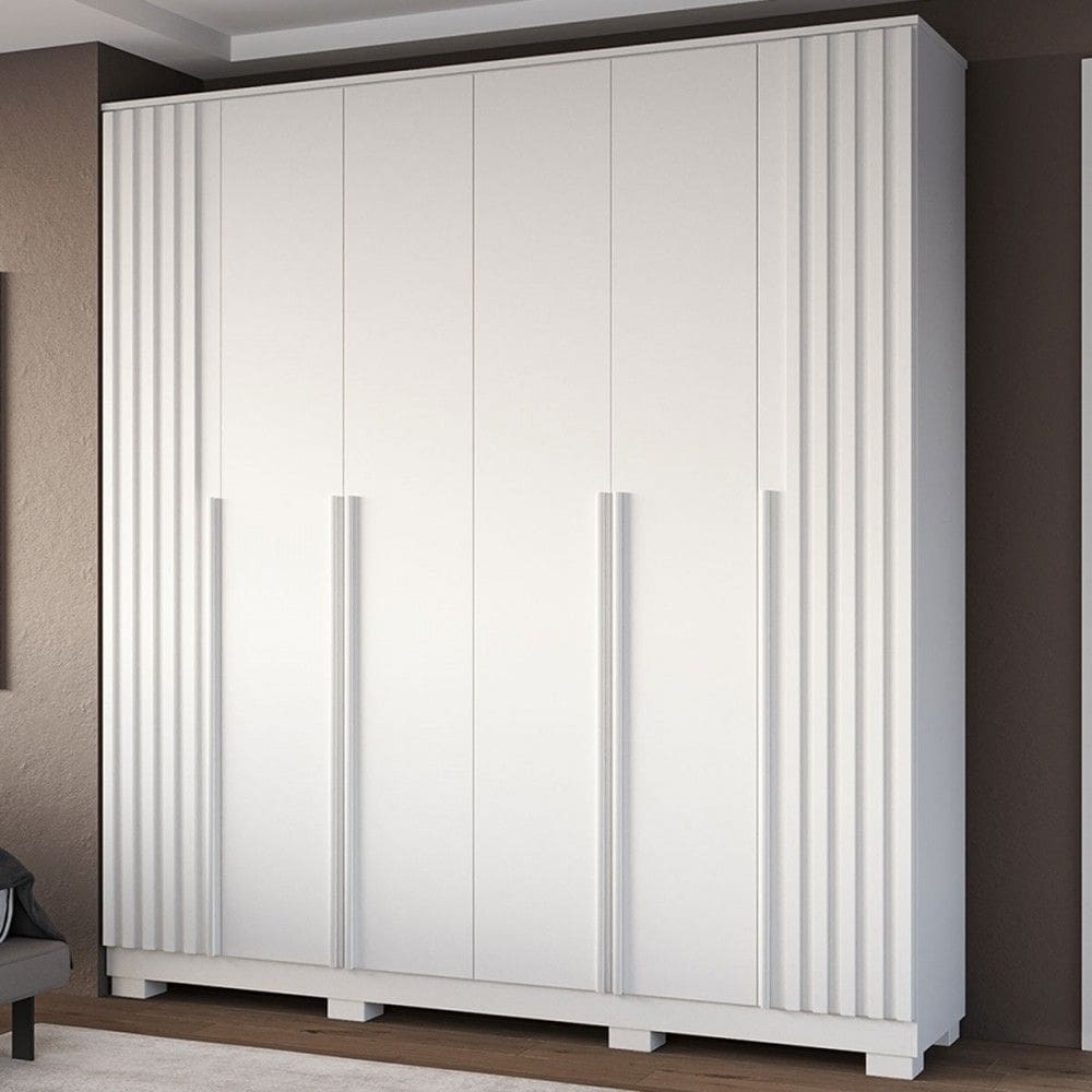Guarda-Roupa Casal Jamile 6 Portas 4 Gavetas 100% Mdf Branco - Acp Móveis