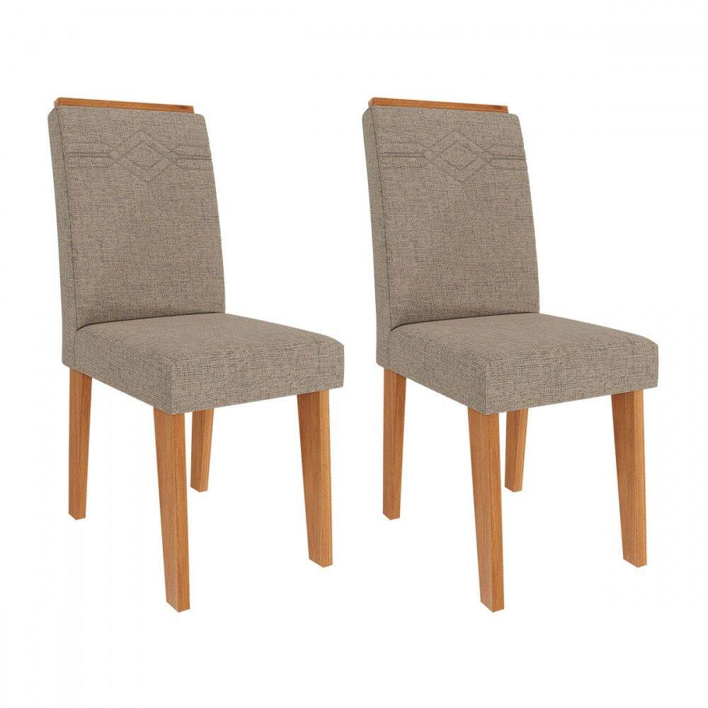 Cadeiras Kit 2 Cadeiras Tais 11058 Cinamomo/Linho Bege - Cimol