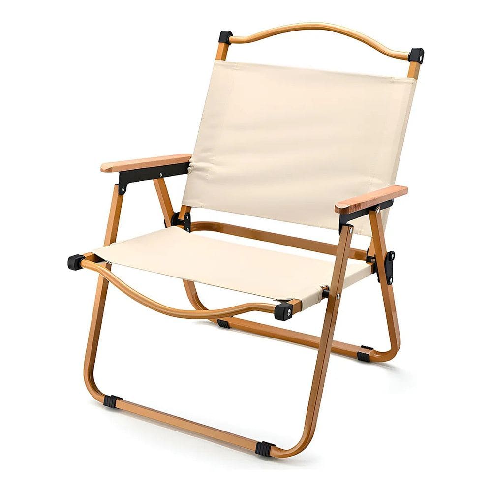 Cadeira De Camping Praia Dobrável Portátil Até 150kg Bege