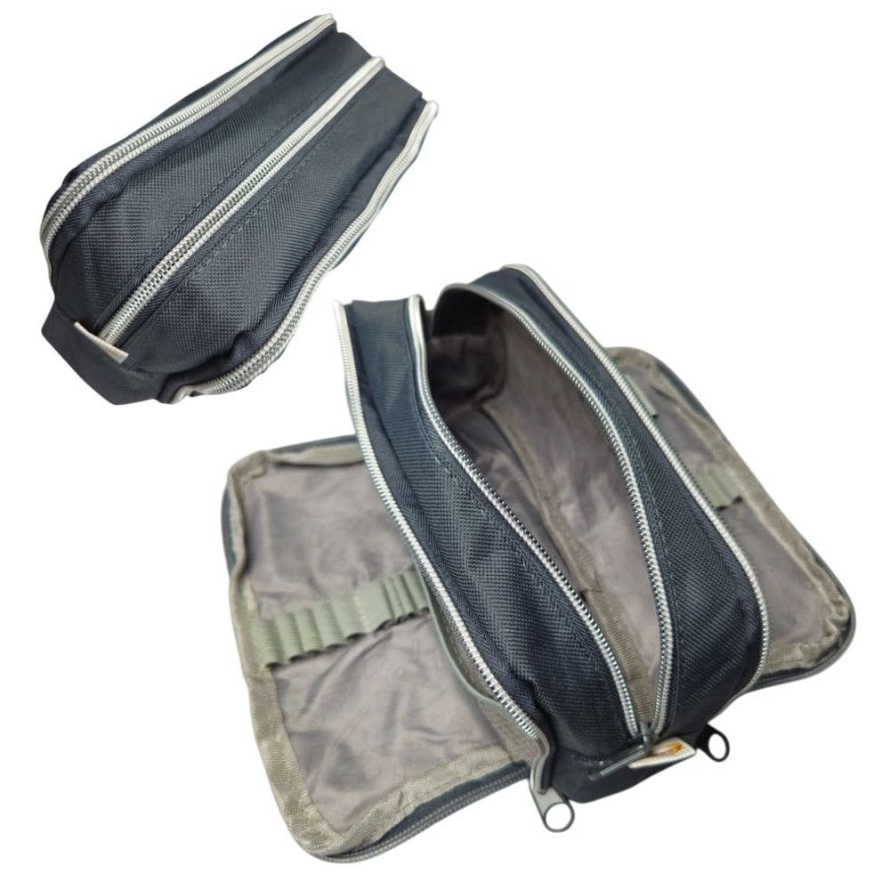 Estojo Material Escolar Duplo Grande Cinza Volta à Aulas Lápis Caneta Menino Menina Unissex Moderno