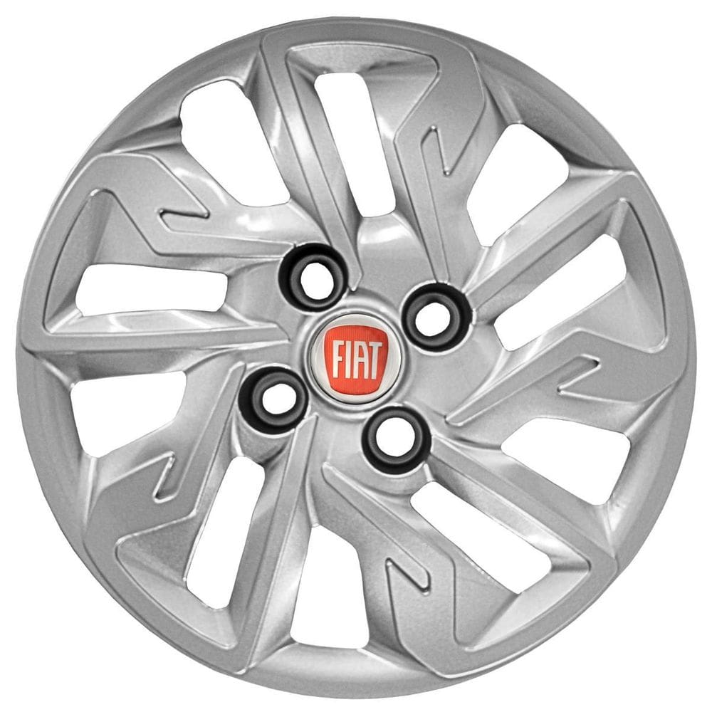 Jogo 4 Calotas Aro 14 Fiat Argo 2017 18 19 20 Prata Emblema
