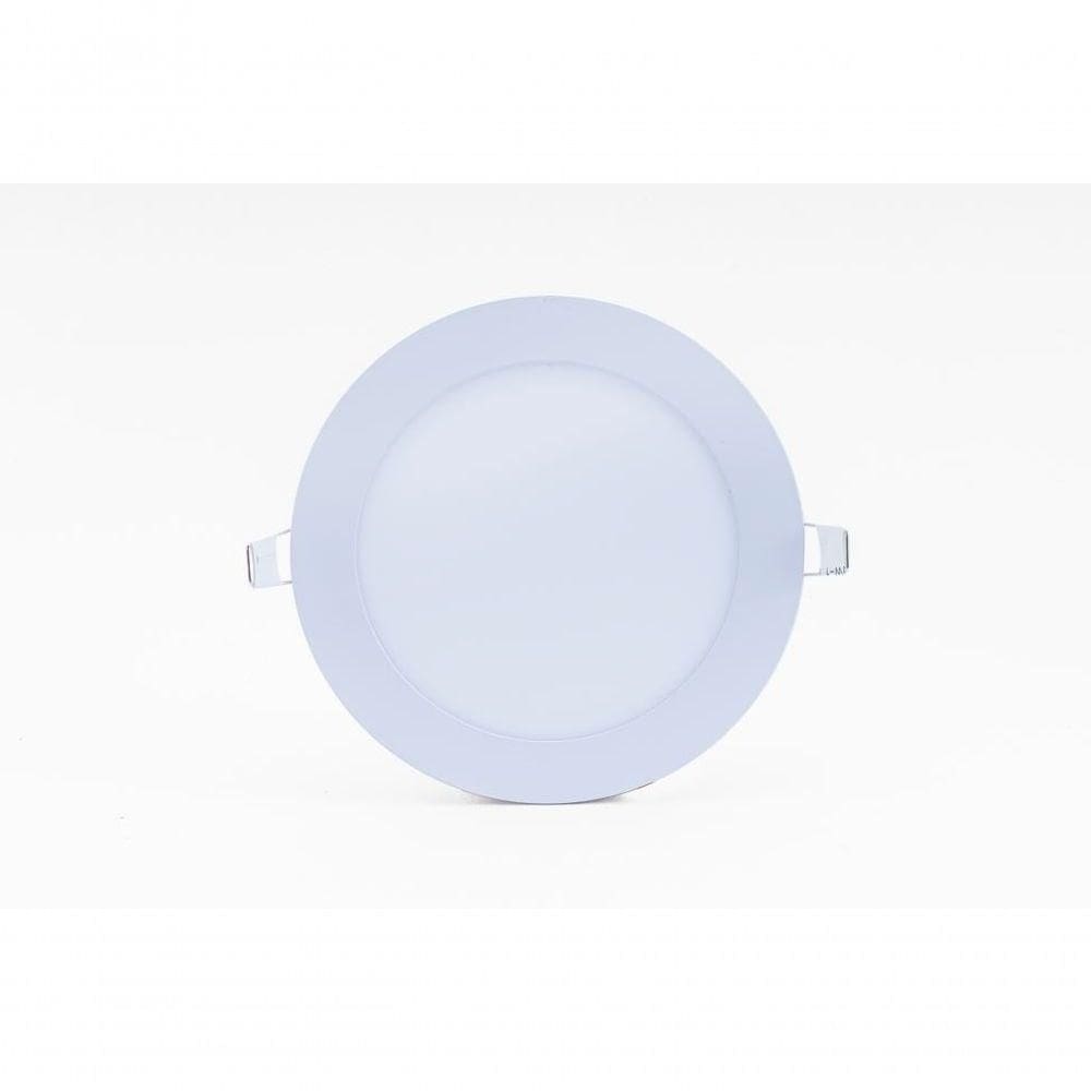 Kit C/ 05 Plafons Led 18w Redondo 3000k Slim Embutir Bivolt