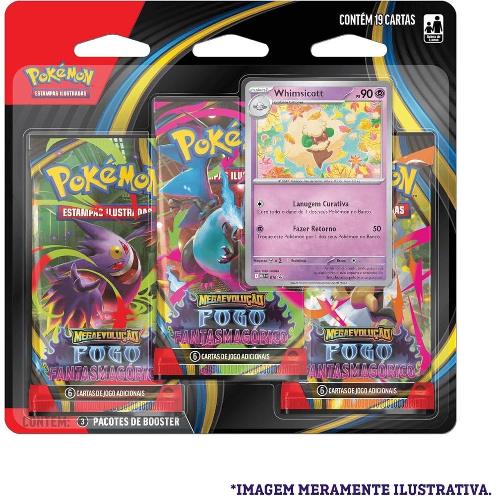 Pokémon Tcg Blister Triplo Fogo Fantasmagorico Whimsicott