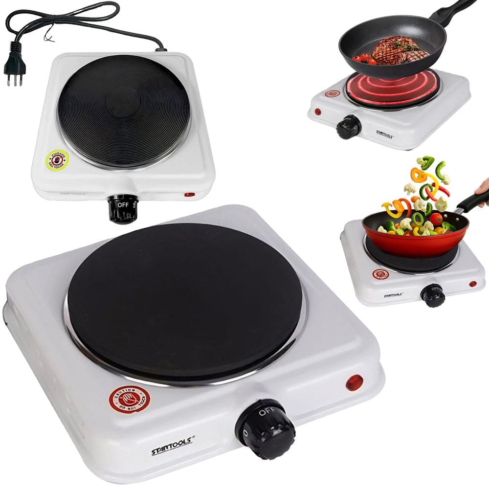 Fogão Elétrico Indução Portátil 1000W | 1 Boca 5 Níveis De Temperatura | Design Compacto