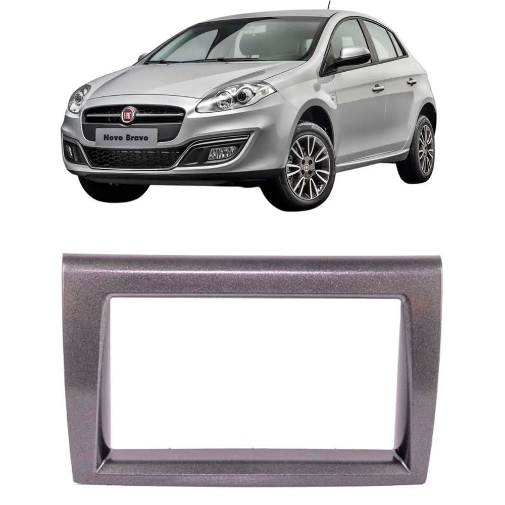 Moldura 2 Din Bravo 2012 à 2016 Grafite Brilhante Painel Central Multimidia 6.2 e 7 Polegadas Som