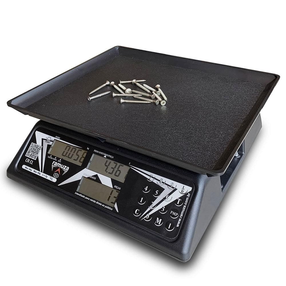 Balança Contadora Ramuza 15kg/5g Bivolt Cristal Preta Sem Bateria