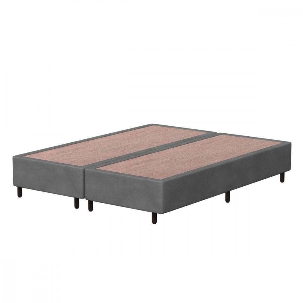 Base Cama Box Solteiro 88x188x26 Sued Cinza Probel Cinza