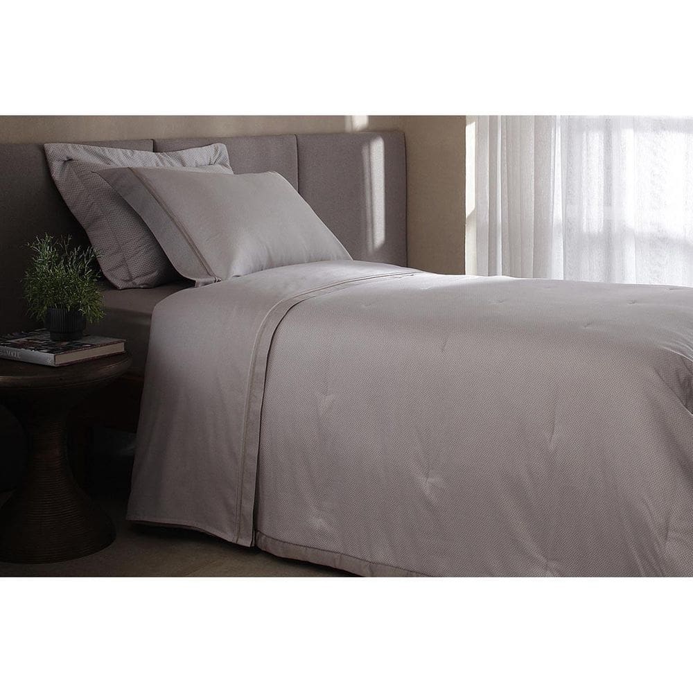 Jogo Cama Solteiro Cetim 300Fios Vision Otto Bege Buddemeyer