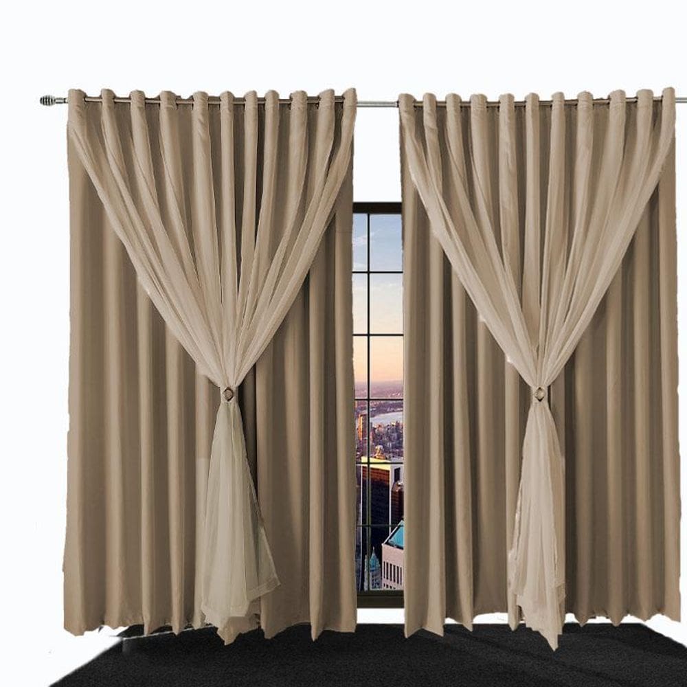 Cortina Blackout Corta Luz Ilhos Bia 5,40 X 2,30 Bege