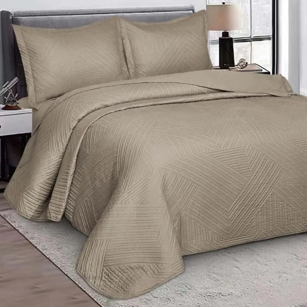 Kit Colcha / Cobre Leito King Virtuos - Camesa Bege
