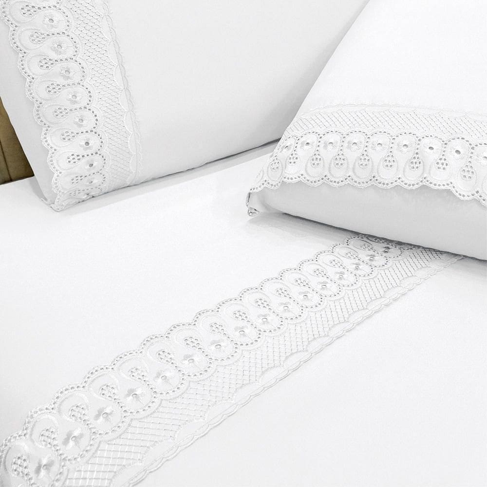 Jogo De Cama Lençol King D Mais 4 Peças - Branco