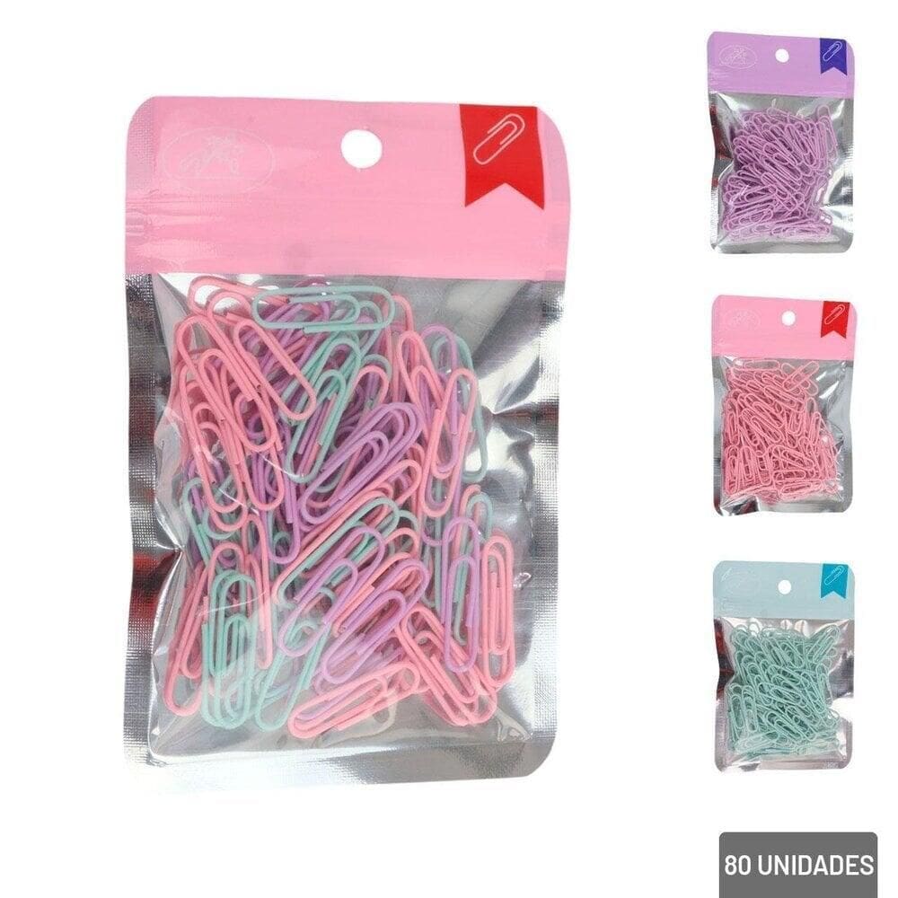 Clipes de Metal 80 Peças 28mm Color - Tudo em Caixa