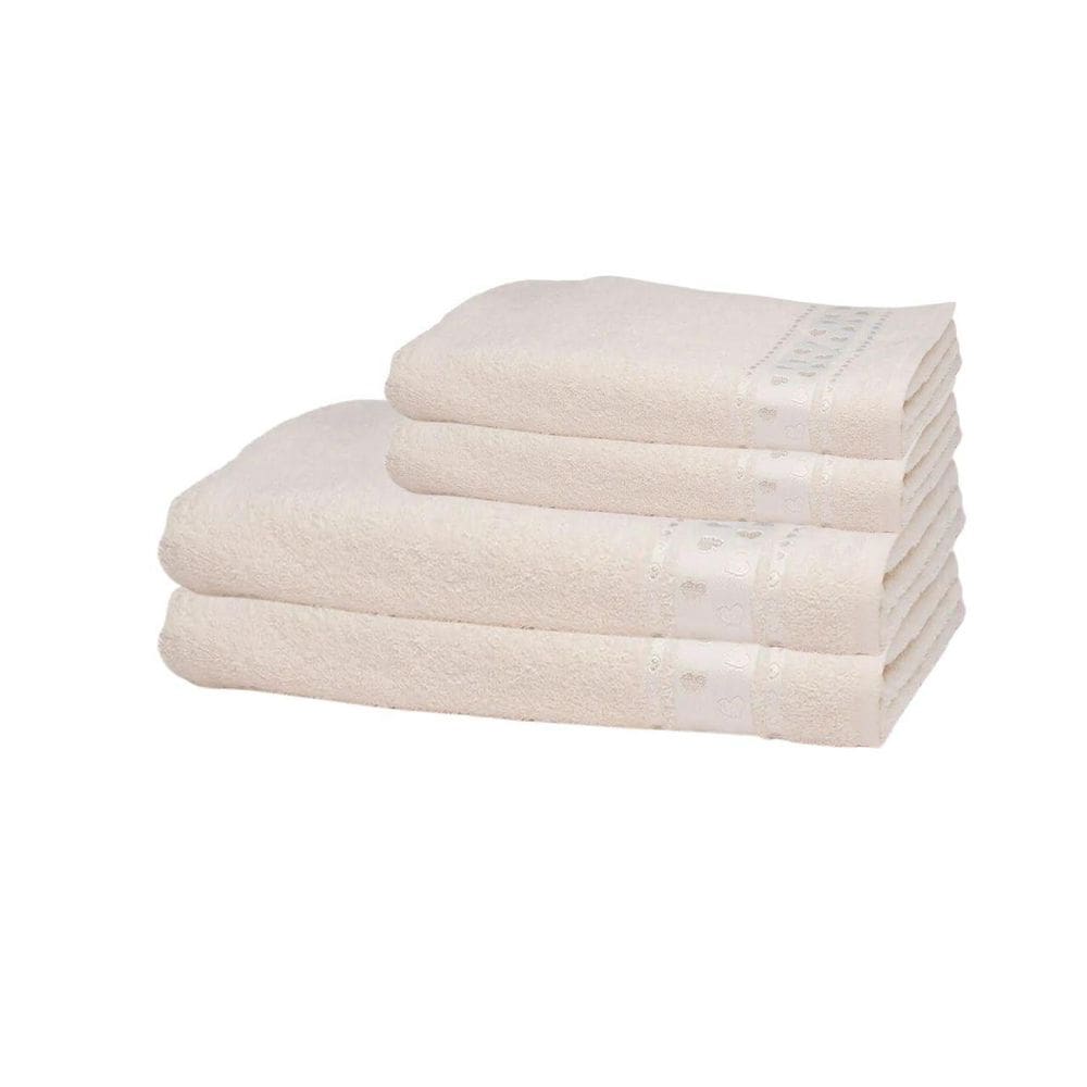 Jogo De Toalhas Dhler Jacquard Premium Corações Banho 4 Pçs