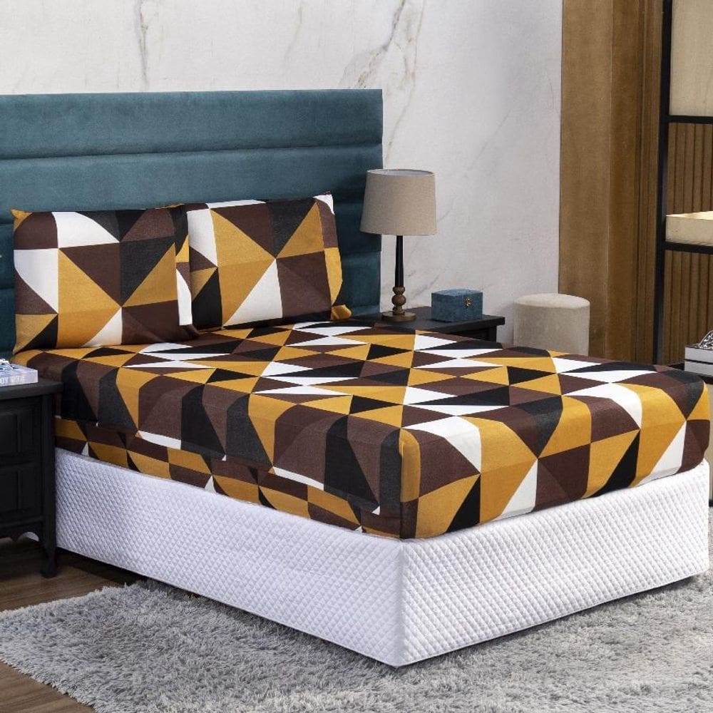 Jogo De Cama Solteiro Lençol Fronha Prático Malha Estampa 2P