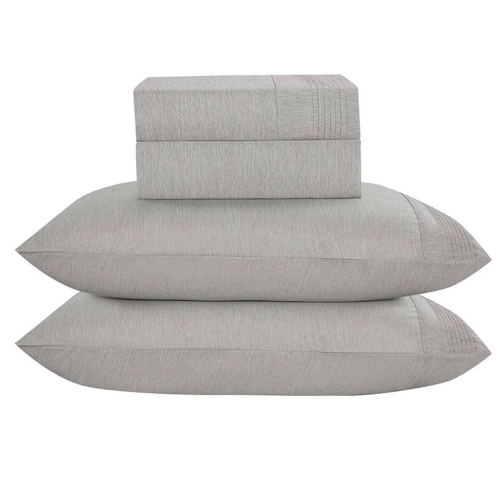 Jogo Cama Lençol Queen Plysce Percal 300 Fios 4 Peças Cinza