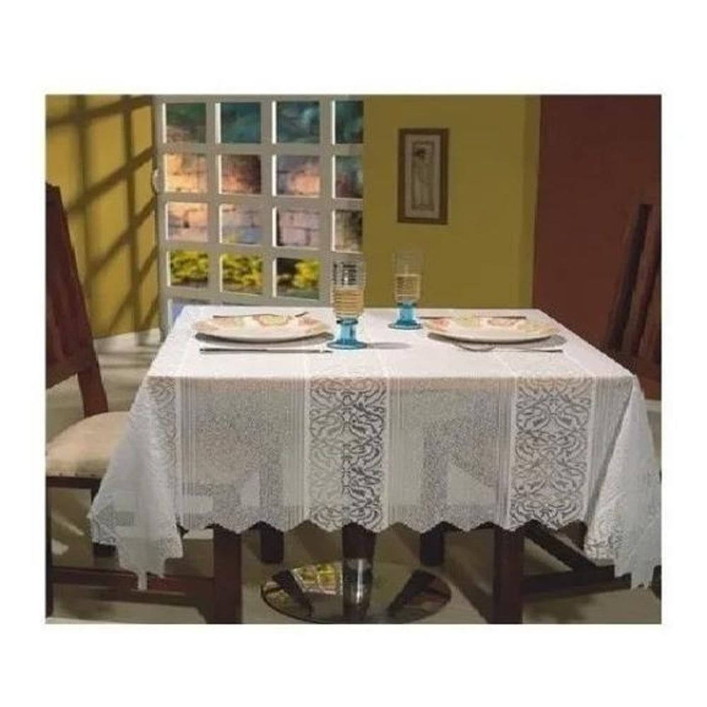 2X Toalha De Mesa Quadrada Em Renda Branca Mesa X 1,40 1,40