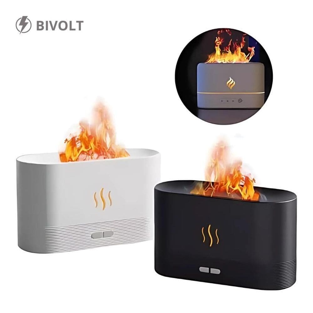 Umidificador Aromático Com Efeito De Fogo E Luz