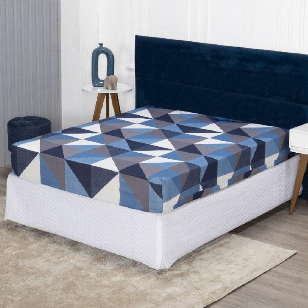 Lençol Casal Com Elástico Prático Malha Estampada 1 Peça