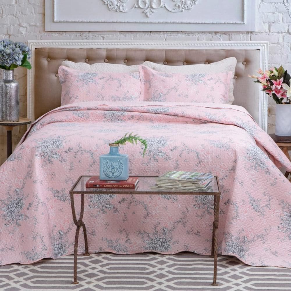 Kit Cobre Leito Colcha Casal Boutex Dupla Face - Monaco