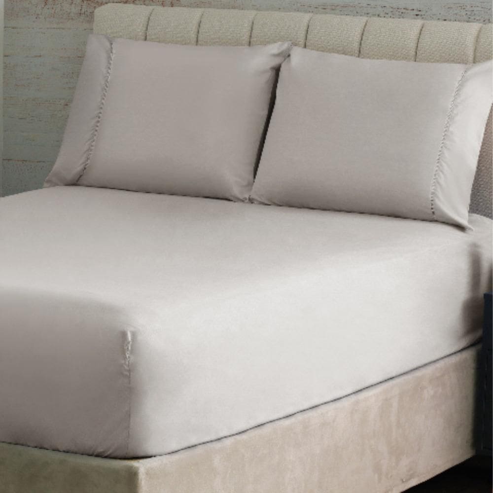 Jogo Cama Casal Ponto Palito 3 Pçs 180 Fios Sonhare Prata