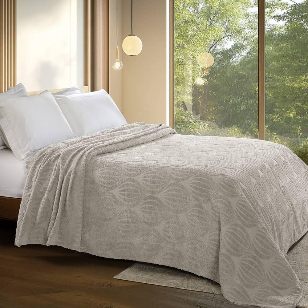 Colcha Chenille Jolitex Casal Encanto Toque De Algodão Bege