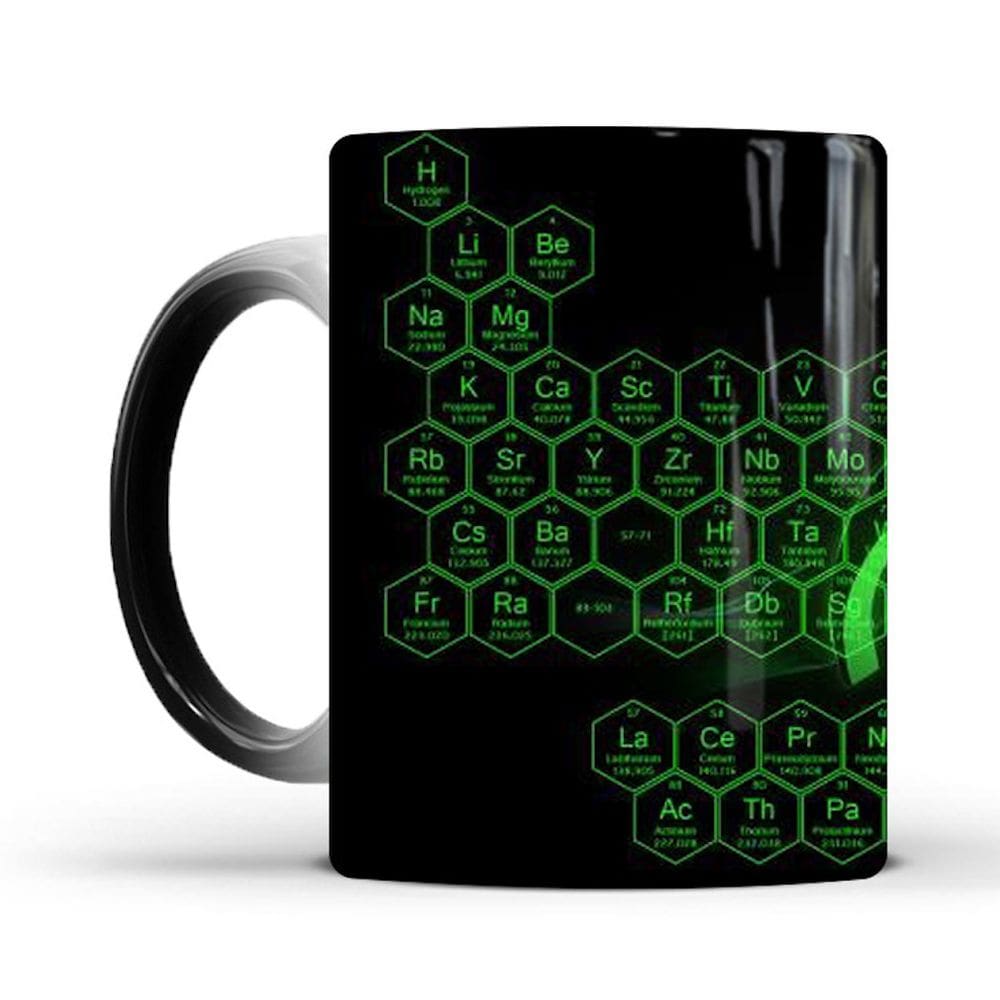Elemento da tabela periódica da caneca de café cerâmica que muda de cor