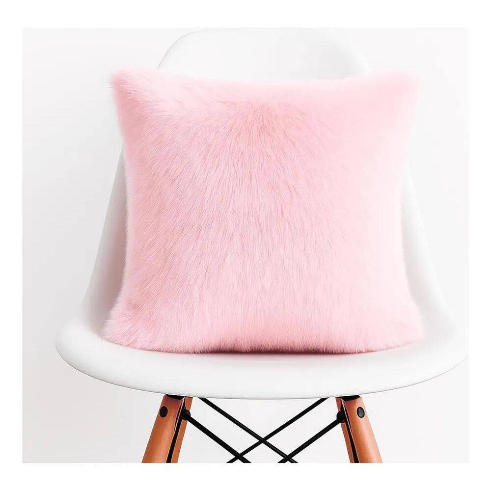 2X Capas De Almofadas De Pelucia Pelo Curto Luxo 40X40 Rosa