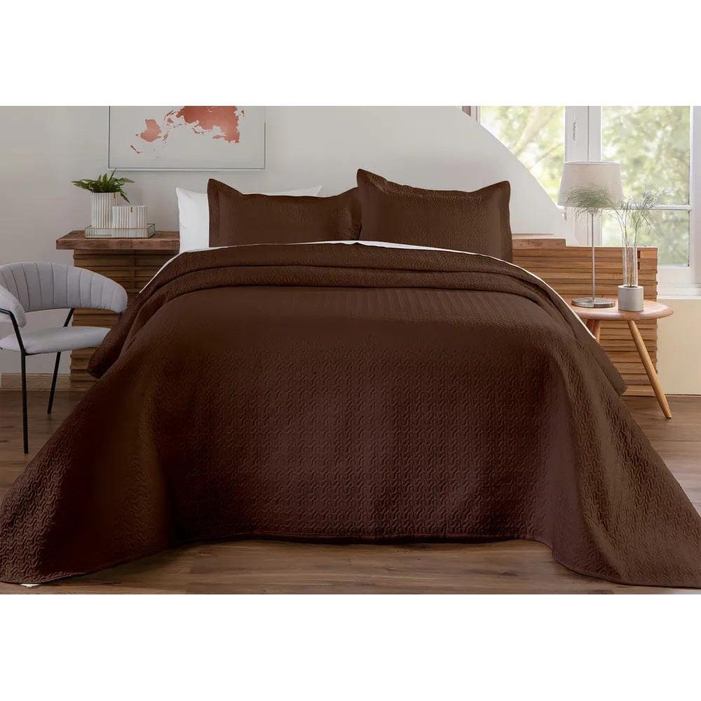 2X Decorella Colcha Cobre Leito Matelado Liso Queen 3 Peças