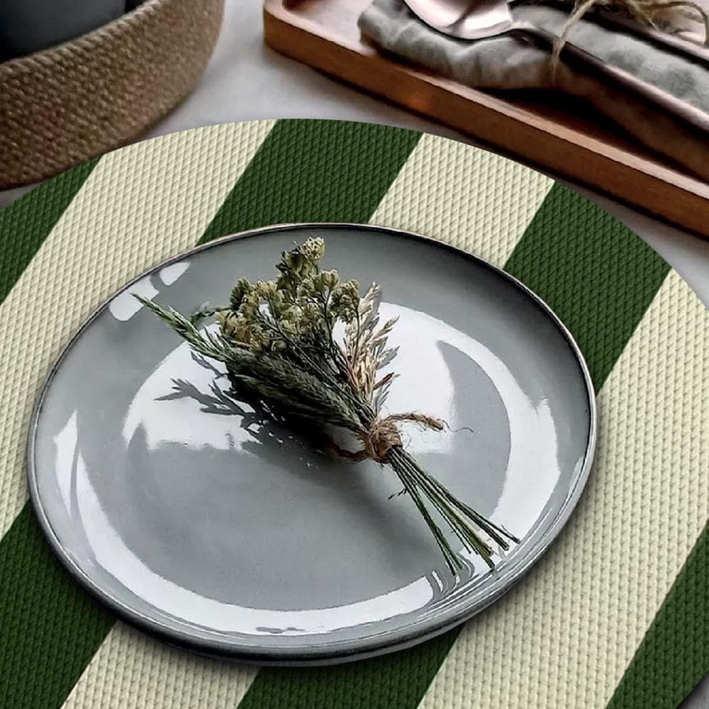 8 Jogo Americano Navy Alto Padrão Impermeável Redondo Bg Vd