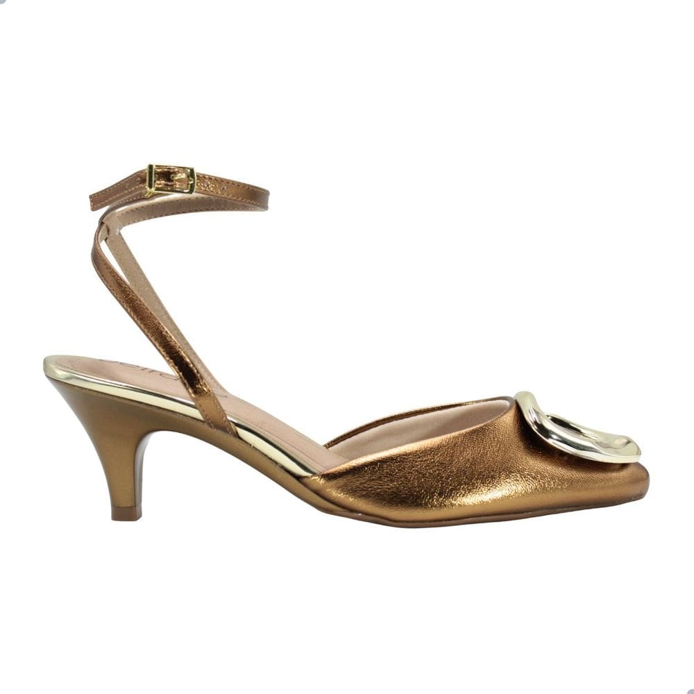 Scarpin Slingback Beira Rio Salto Baixo Bronze