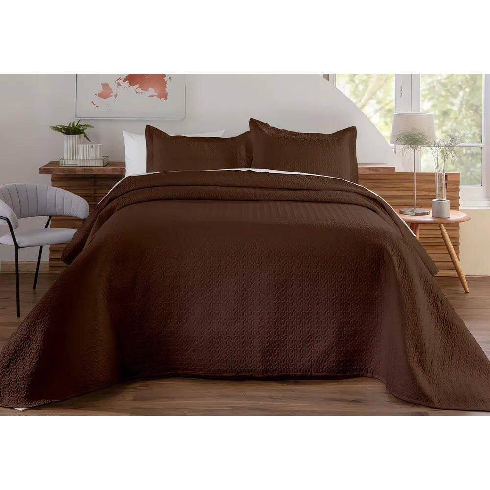 2X Decorella Colcha Cobre Leito Matelado Liso Queen 3 Peças